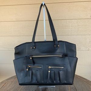 Madison West Large Black Vegan Leather Tote NWOT
